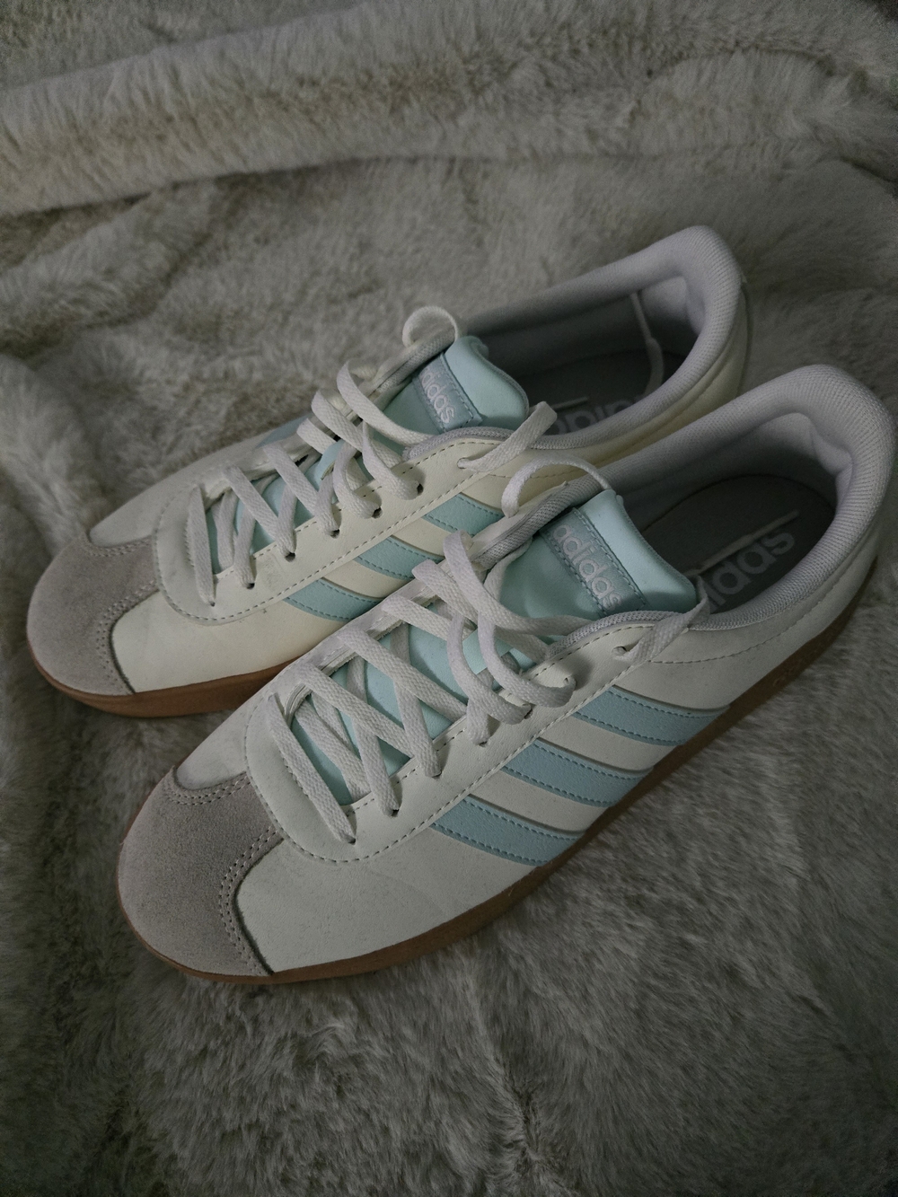 adidas Samba Sneakers in Light Blue and White with Gum Sole